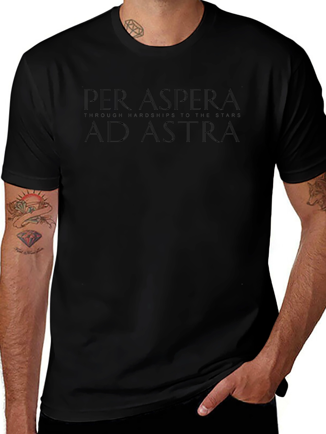 Camiseta Negra Per Aspera Ad Astra - Hombre