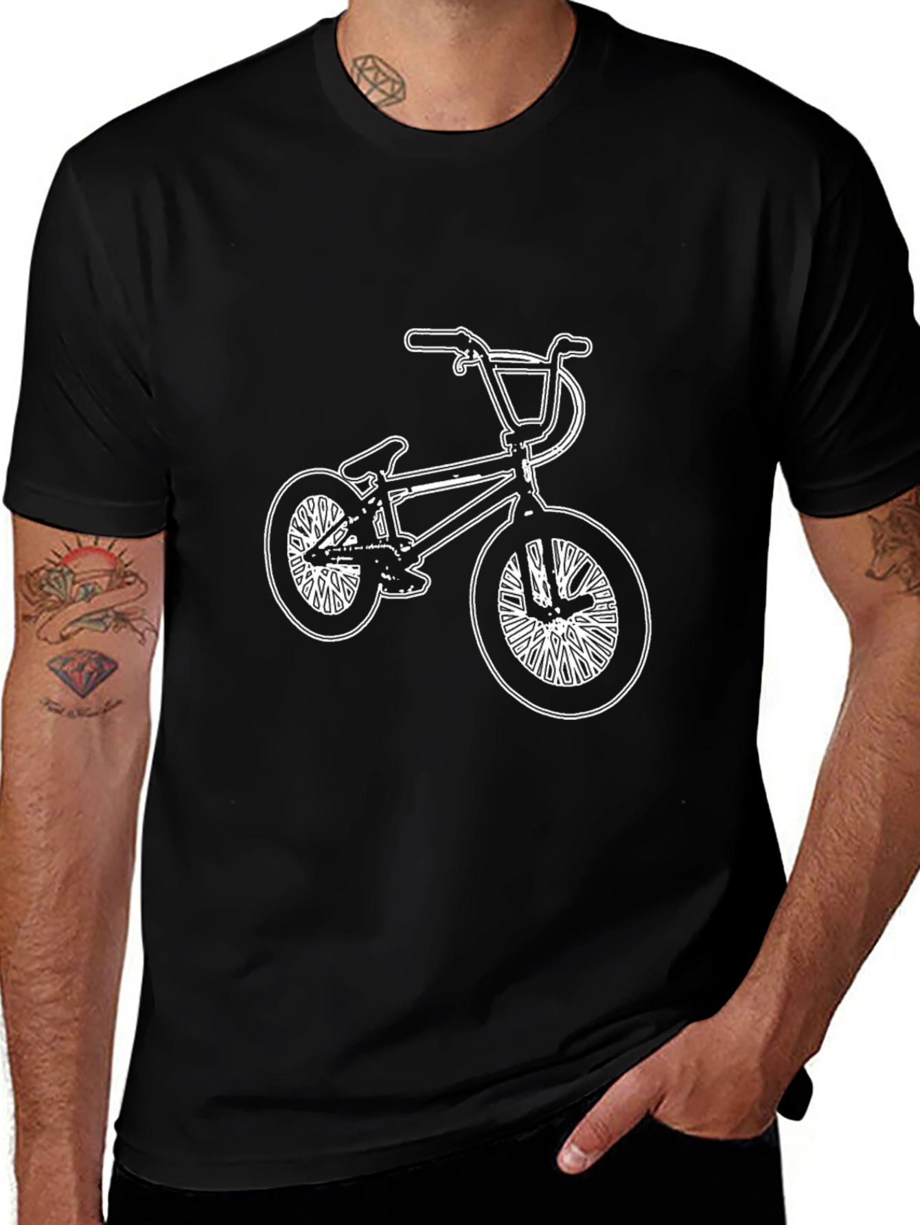 Camiseta Negra con Diseño de Bicicleta BMX