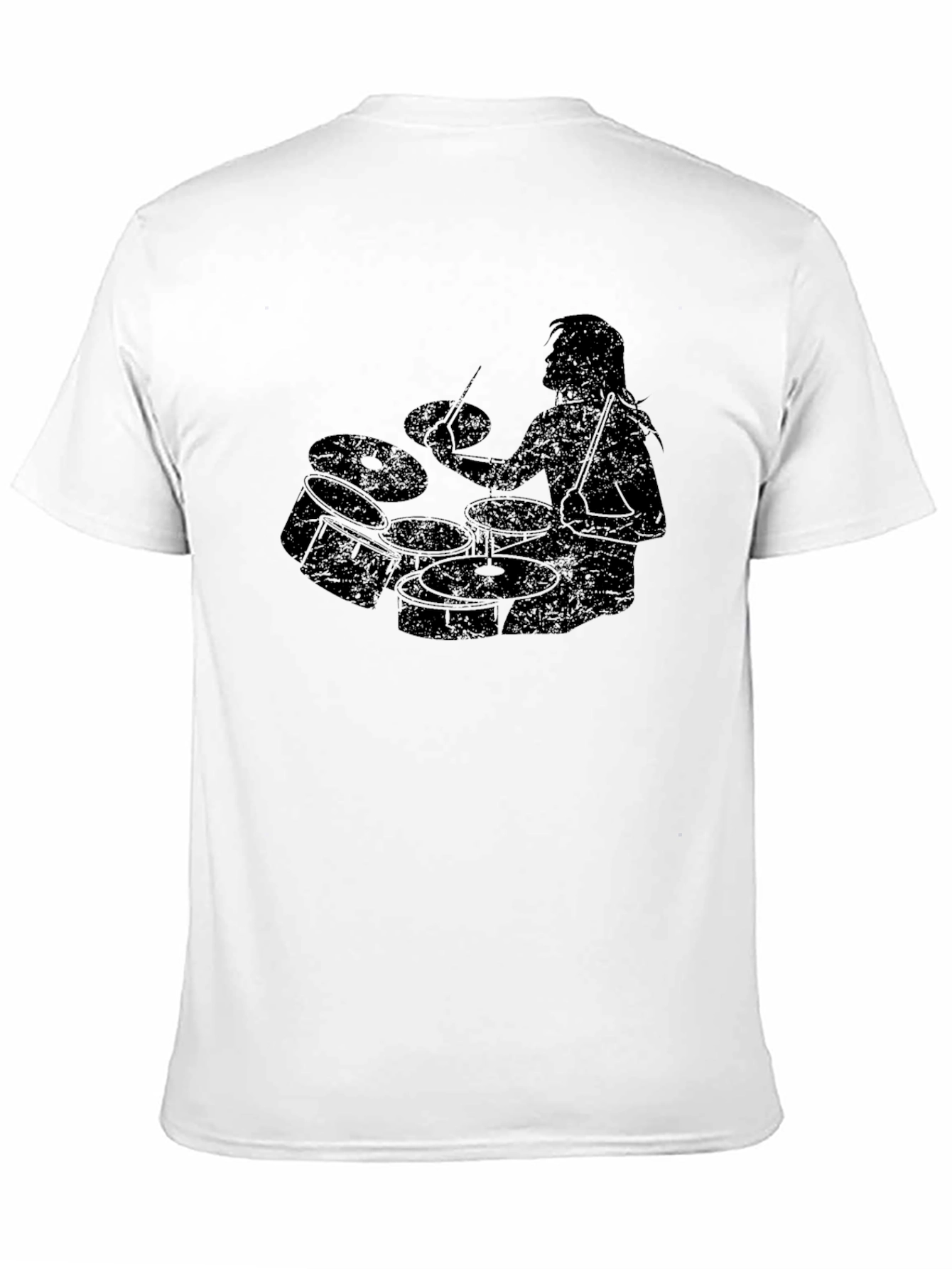 Camiseta Negra Hombre - Diseño Baterista Rock