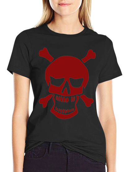 Camiseta Negra con Calavera Pirata Roja
