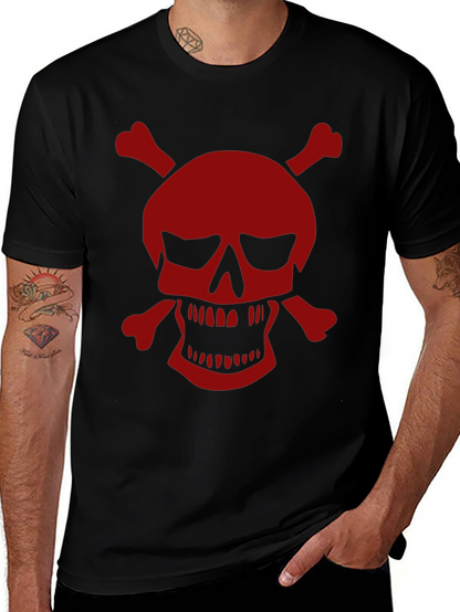 Camiseta Negra con Calavera Pirata Roja