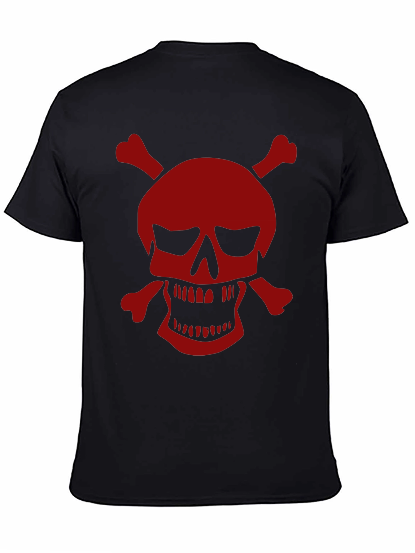 Camiseta Negra con Calavera Pirata Roja