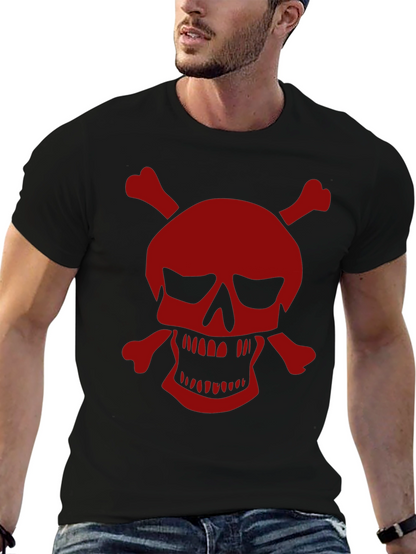 Camiseta Negra con Calavera Pirata Roja