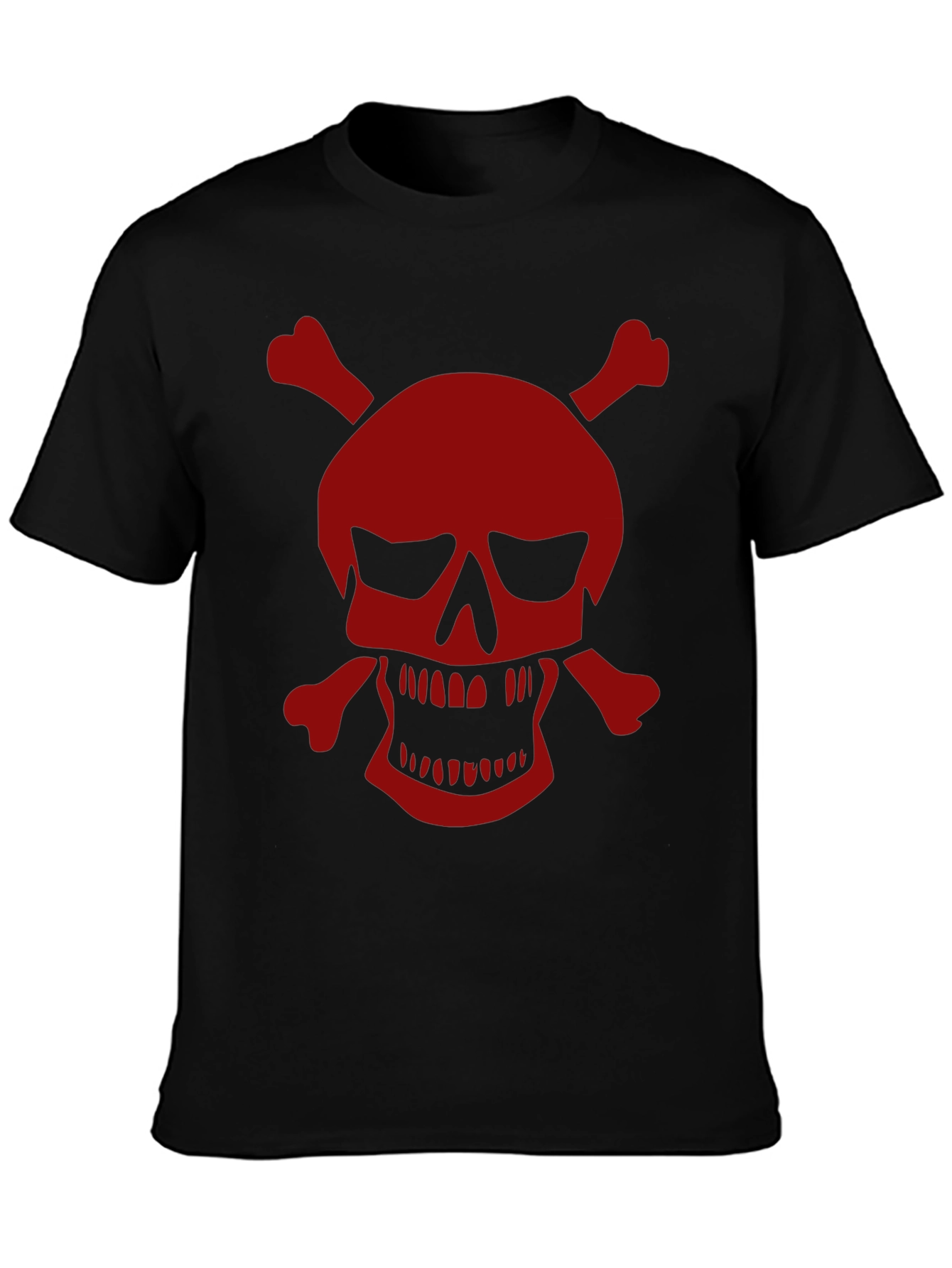 Camiseta Negra con Calavera Pirata Roja