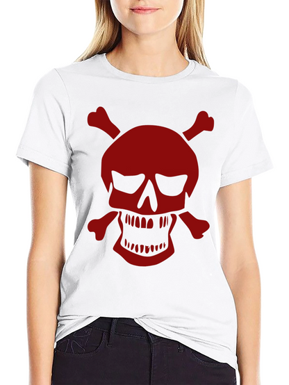 Camiseta Negra con Calavera Pirata Roja