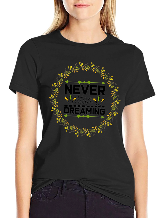 Camiseta Negra con Diseño Floral Nunca Dejes de Soñar