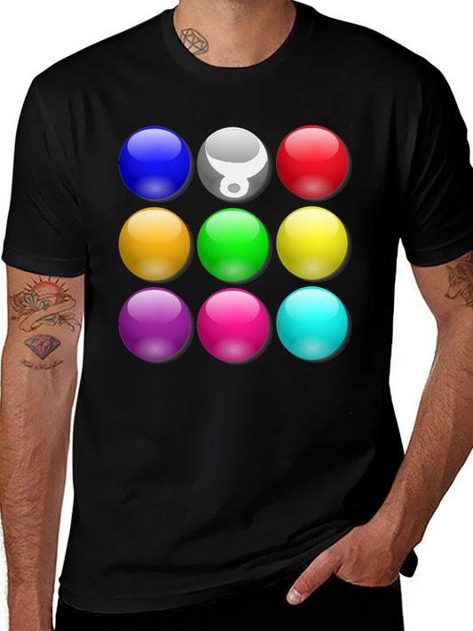 Camiseta Negra con Diseño de Bolas de Colores