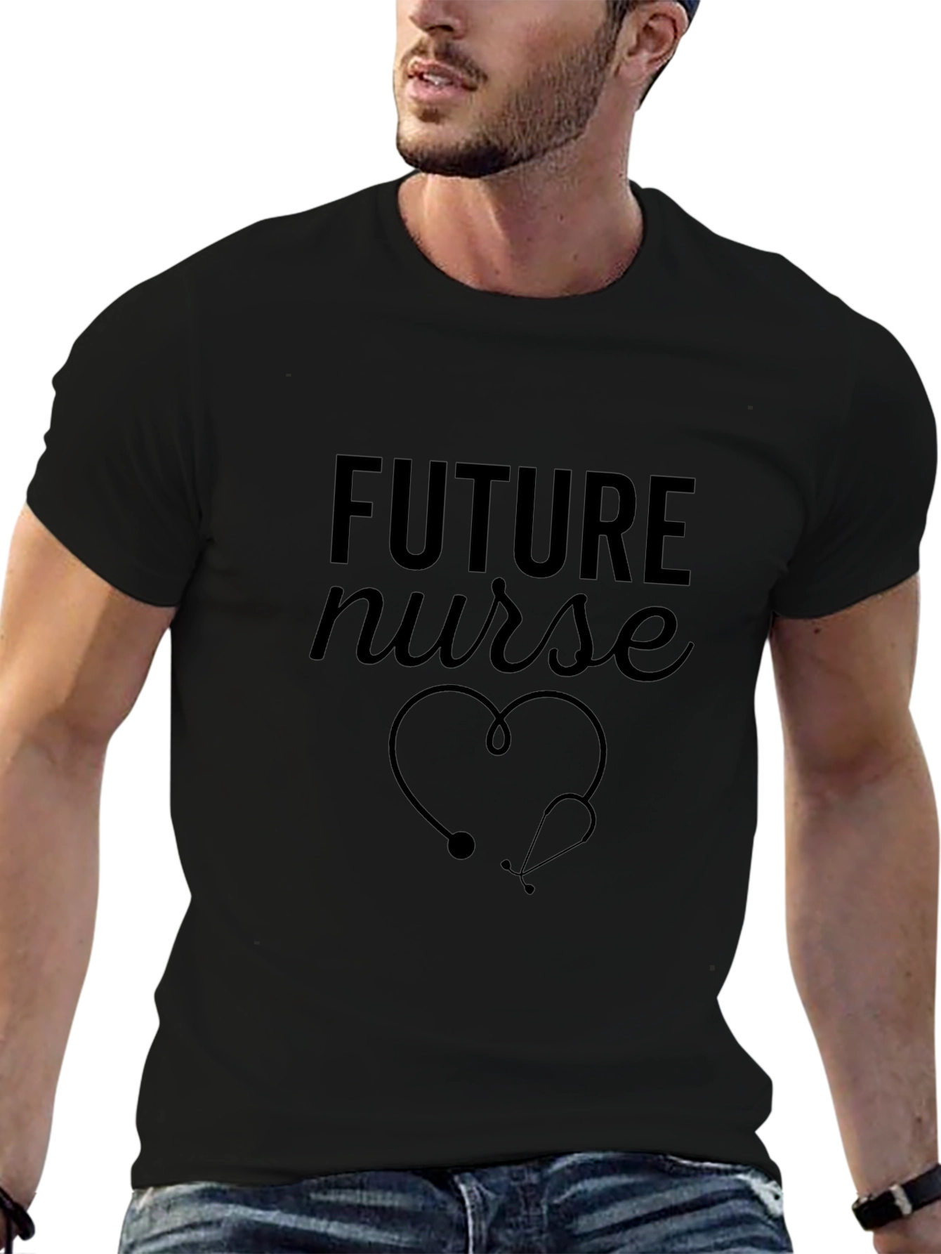 Camiseta Negra Future Nurse para Estudiantes de Enfermería