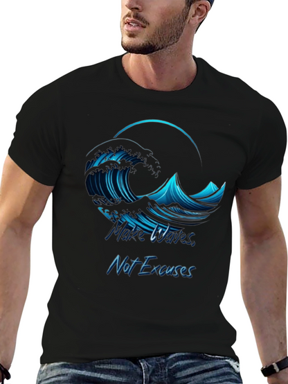 Camiseta Negra Hombre - Ola Motivacional