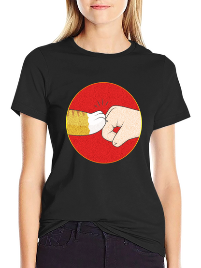 Camiseta Negra con Diseño de Puño de Gato