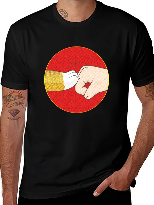 Camiseta Negra con Diseño de Puño de Gato