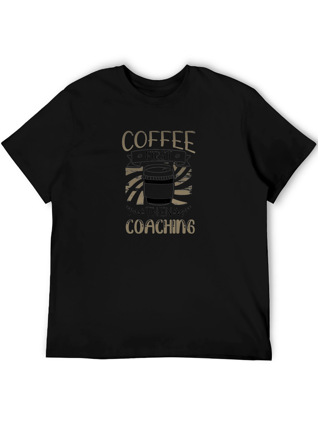 Camiseta Negra: Coffee First Then Coaching
