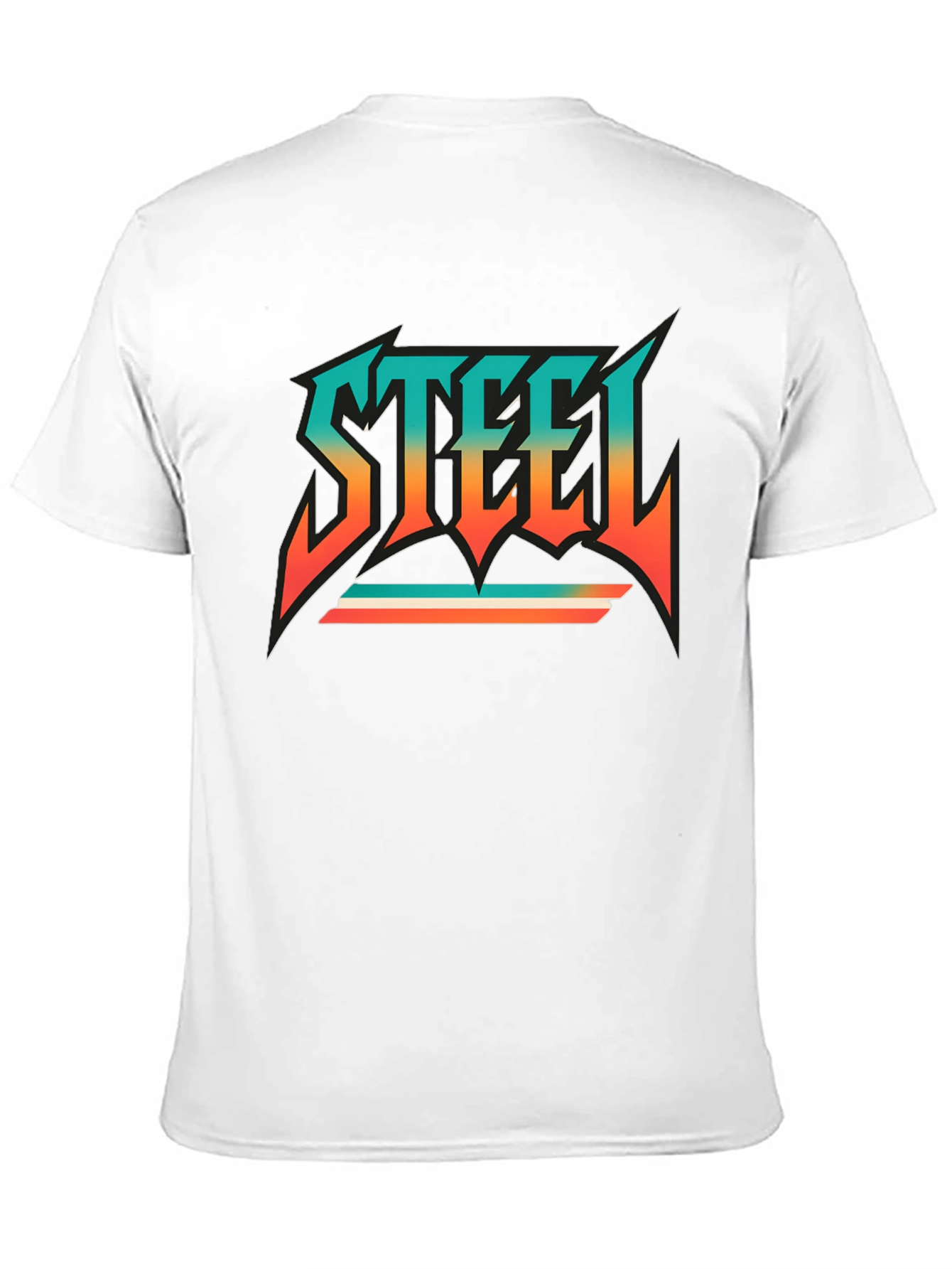 Camiseta Negra con Diseño STEEL Retro