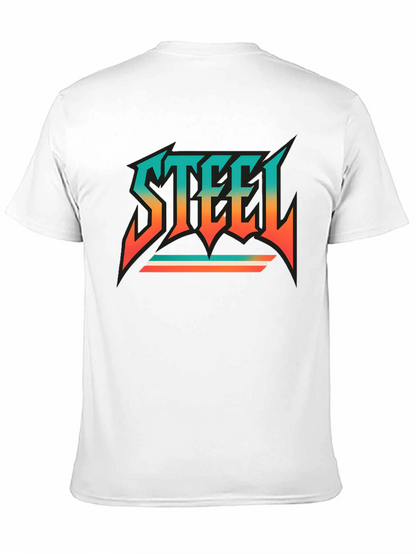Camiseta Negra con Diseño STEEL Retro