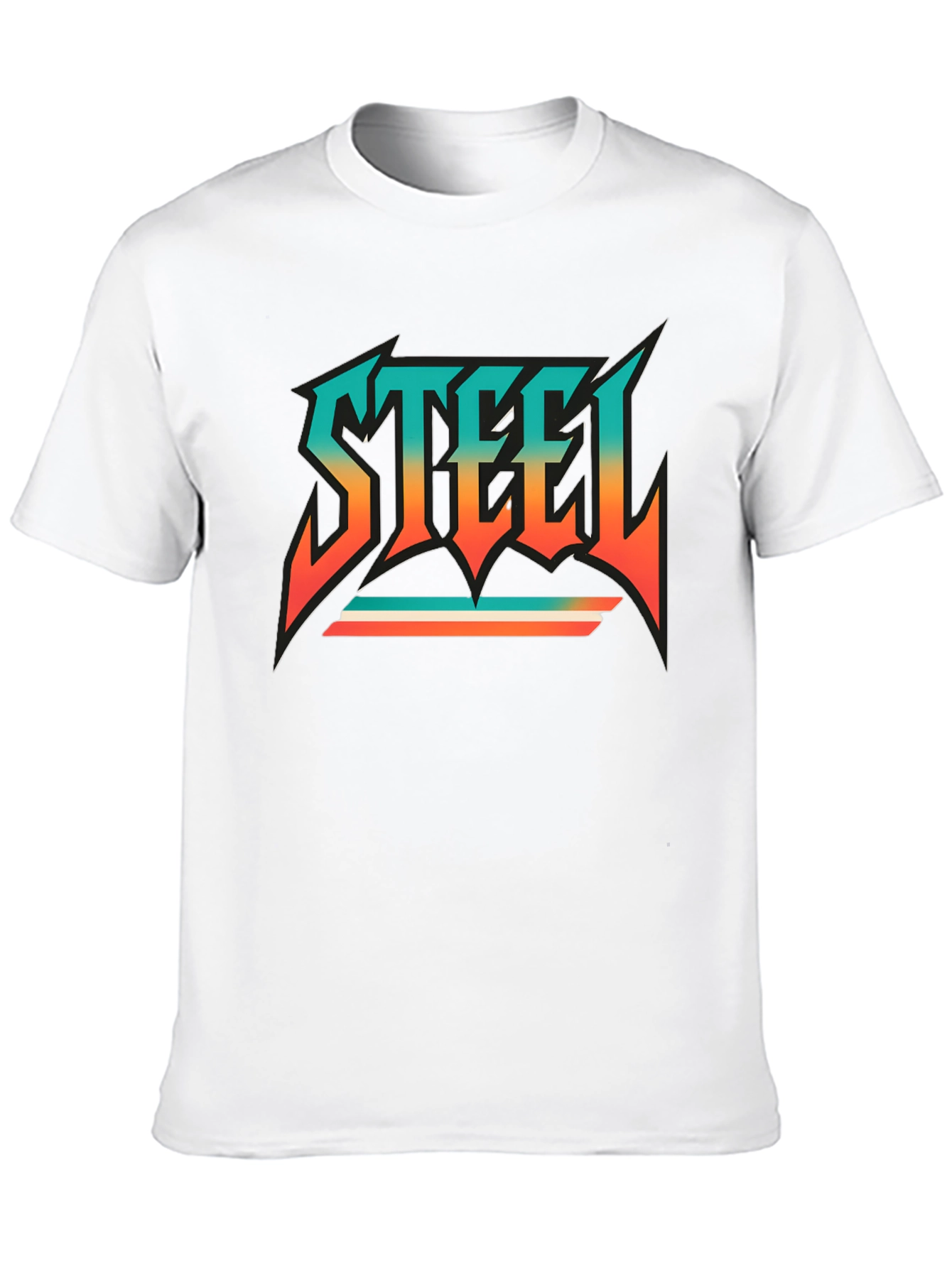 Camiseta Negra con Diseño STEEL Retro