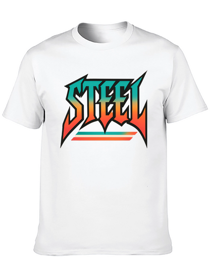 Camiseta Negra con Diseño STEEL Retro