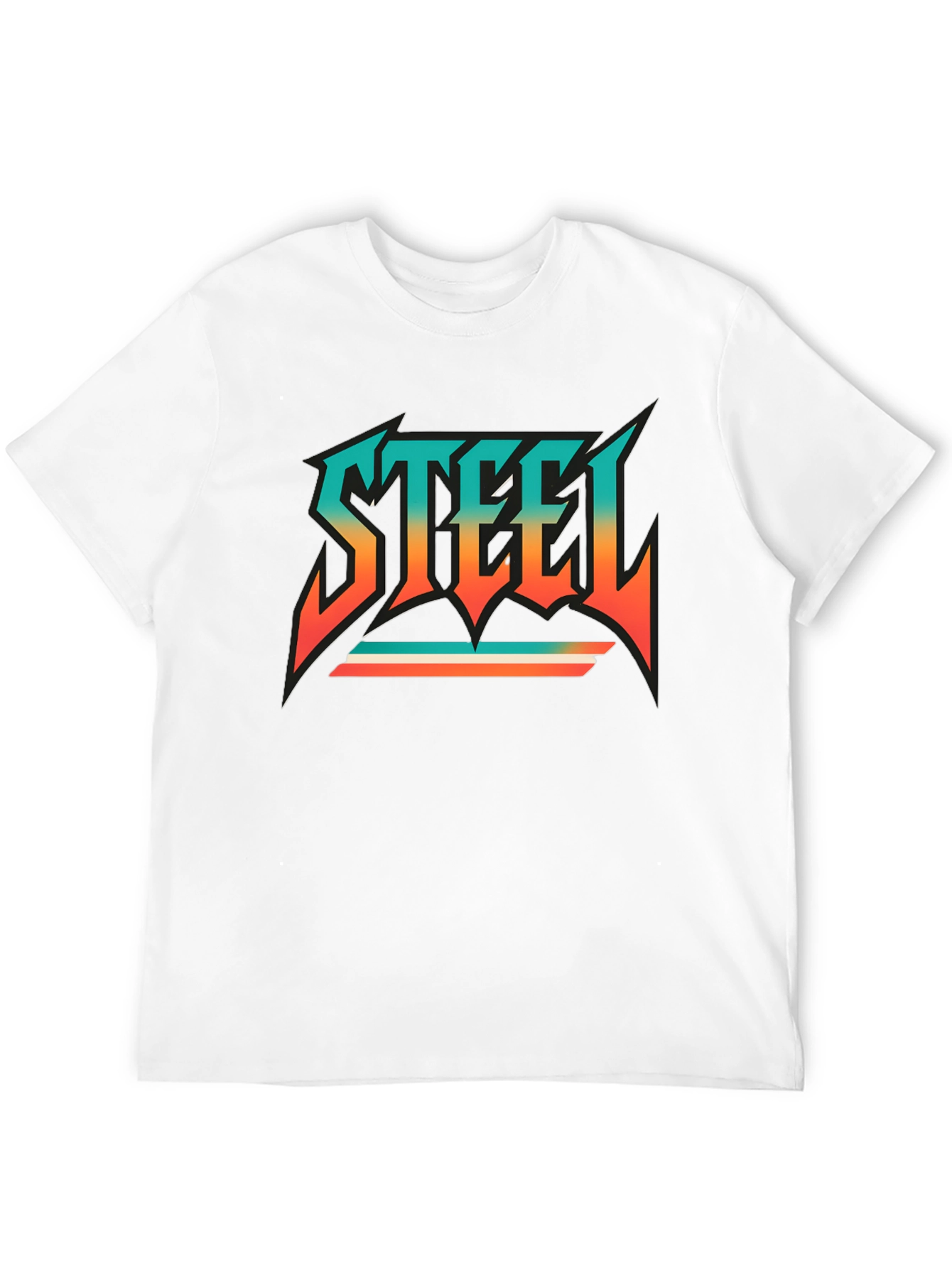 Camiseta Negra con Diseño STEEL Retro