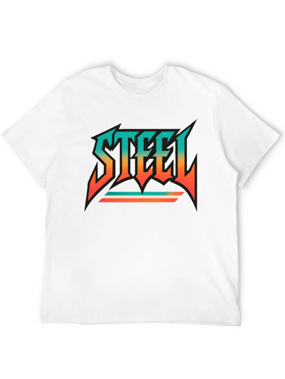 Camiseta Negra con Diseño STEEL Retro