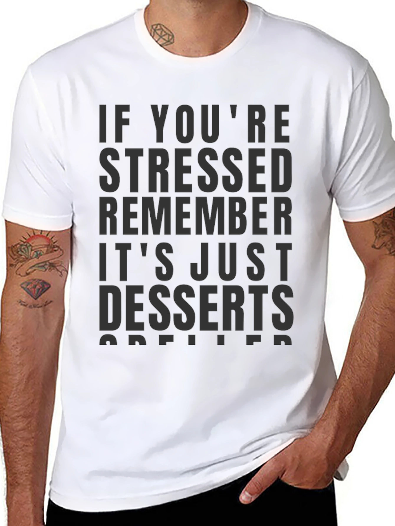 Camiseta Negra con Estampado Desserts