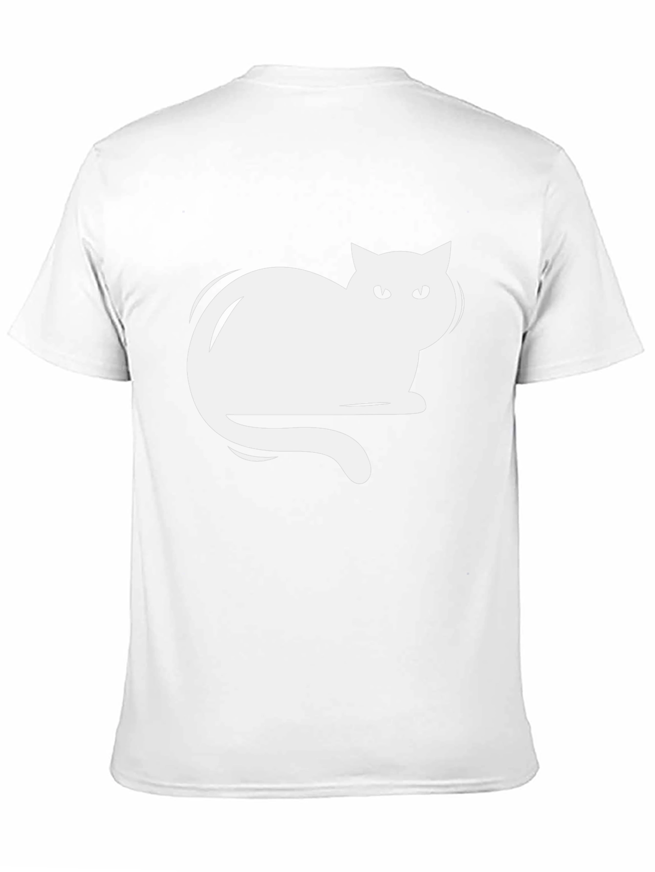 Camiseta Negra con Diseño de Gato Blanco