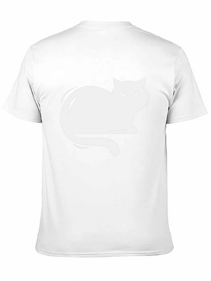 Camiseta Negra con Diseño de Gato Blanco