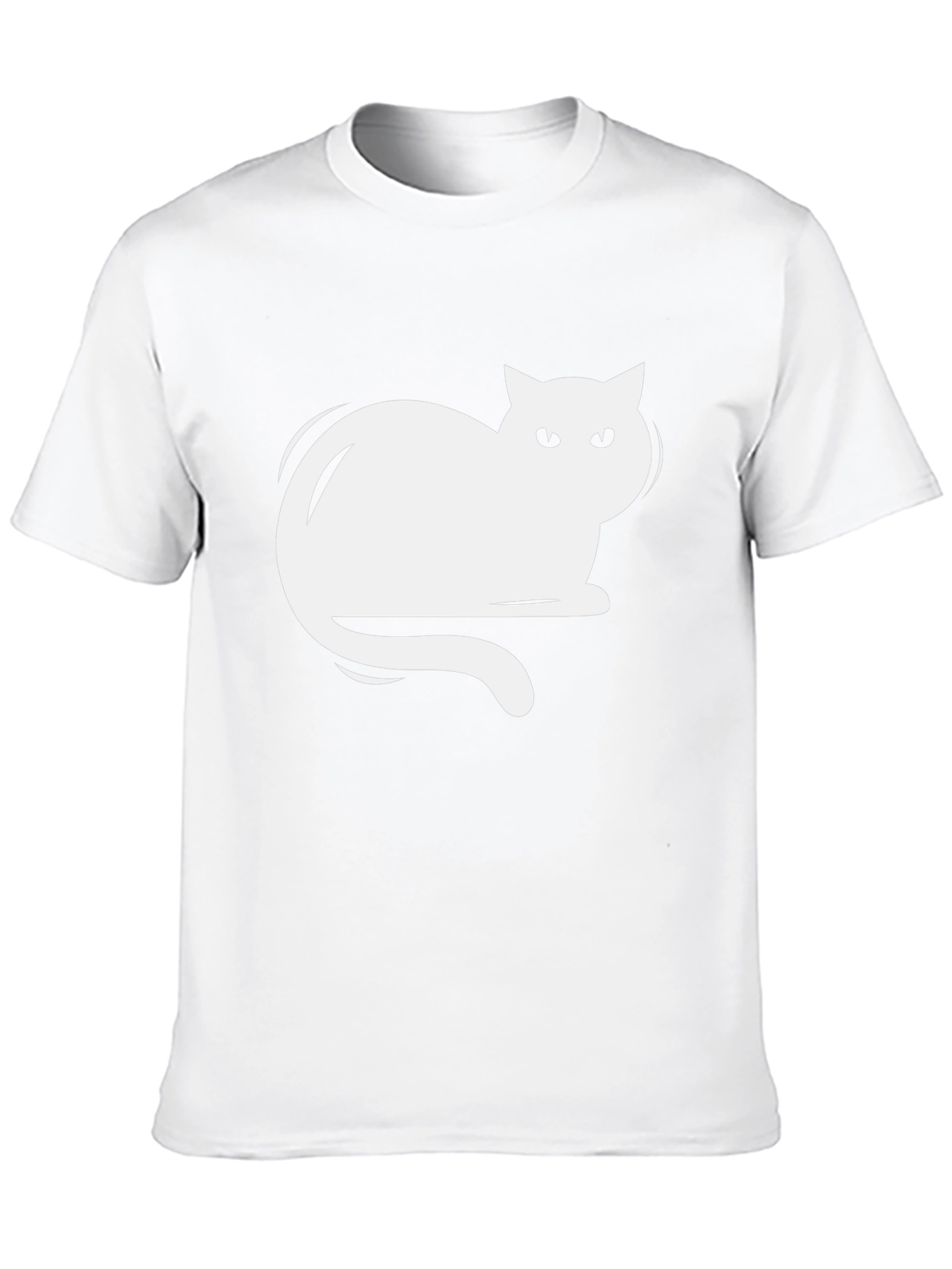 Camiseta Negra con Diseño de Gato Blanco
