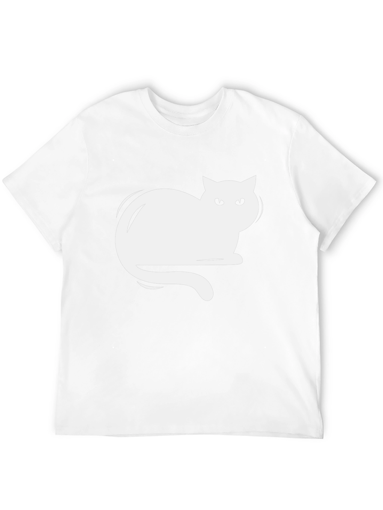 Camiseta Negra con Diseño de Gato Blanco