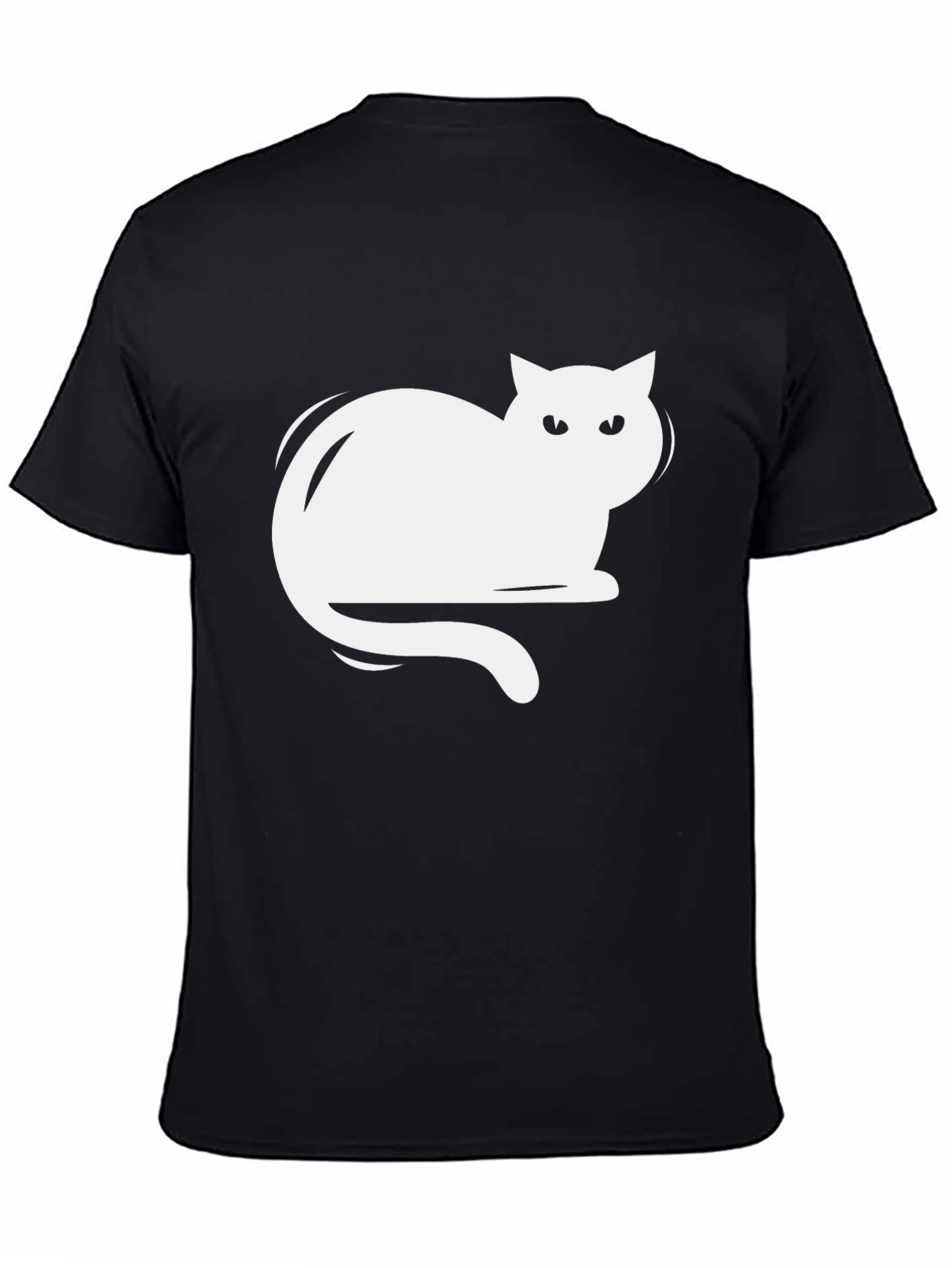 Camiseta Negra con Diseño de Gato Blanco