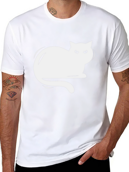 Camiseta Negra con Diseño de Gato Blanco