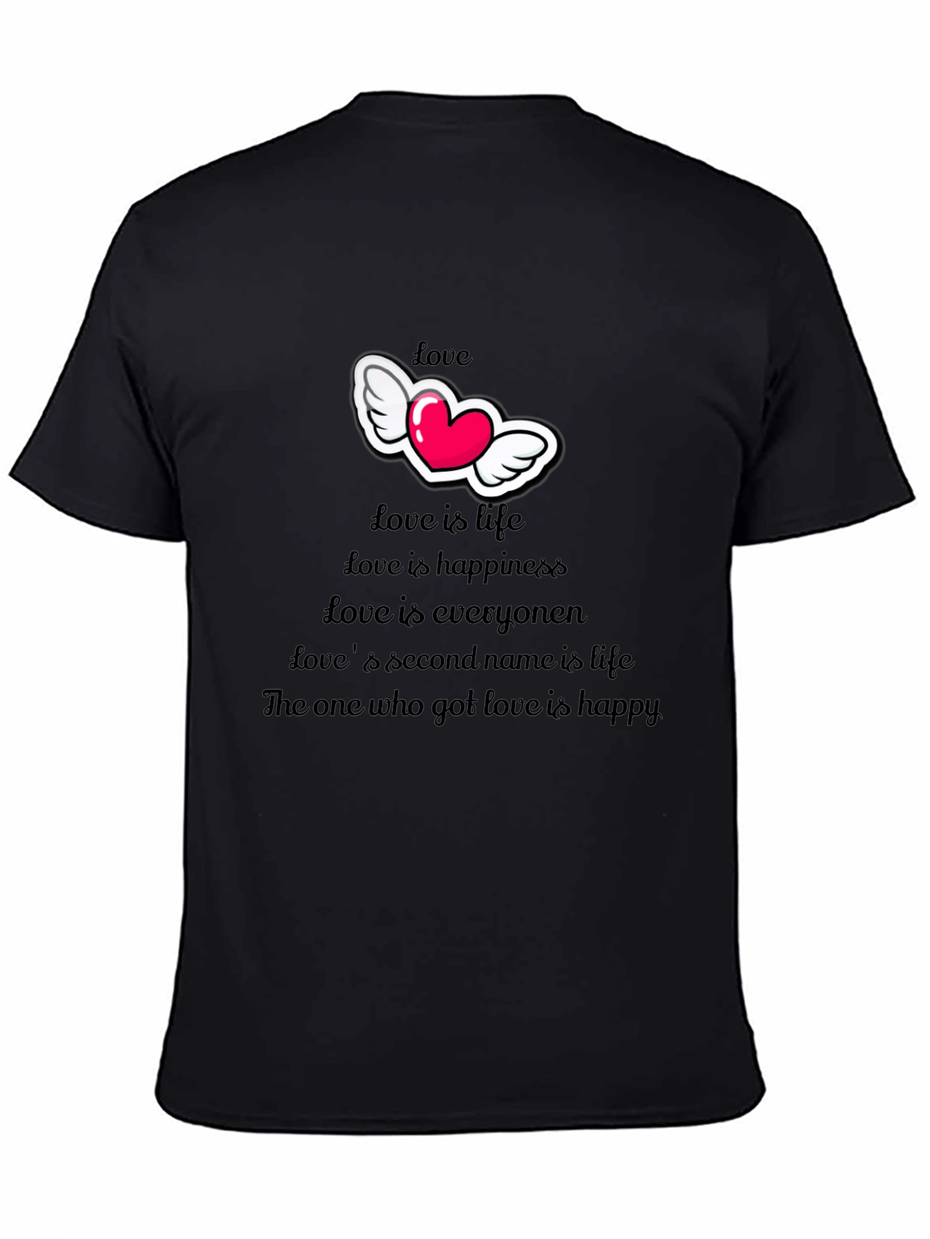 Camiseta Negra con Diseño de Amor
