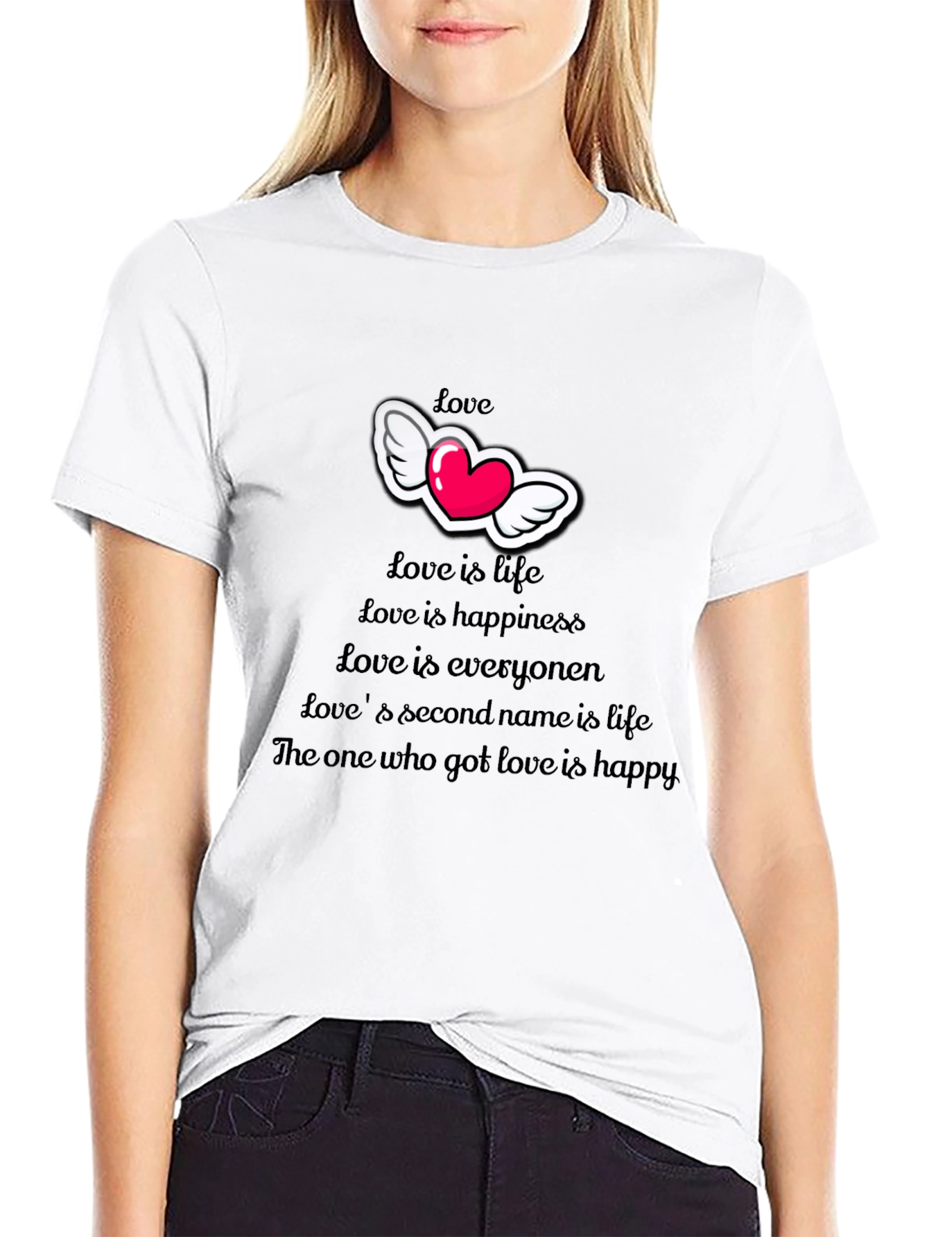 Camiseta Negra con Diseño de Amor