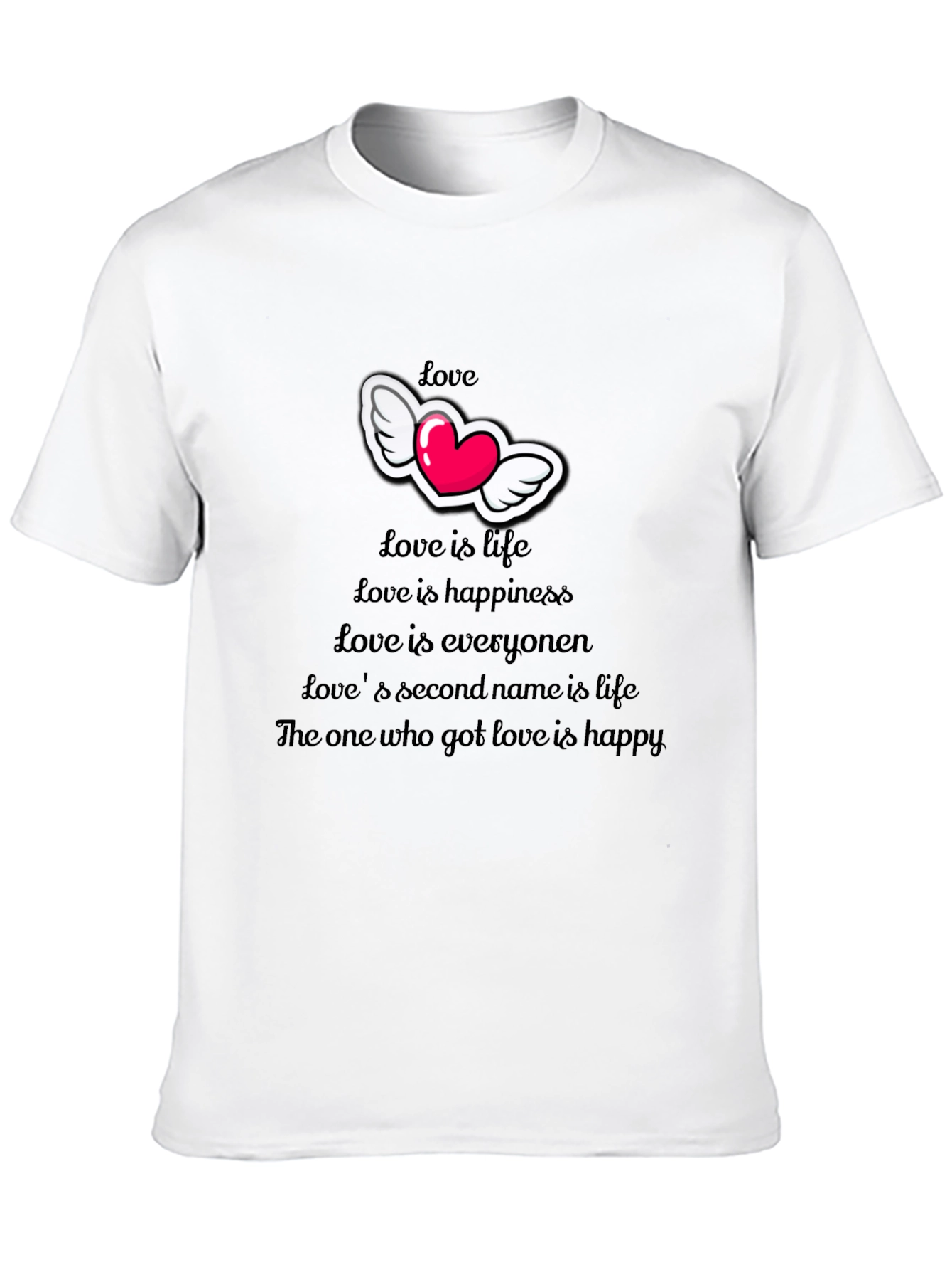 Camiseta Negra con Diseño de Amor