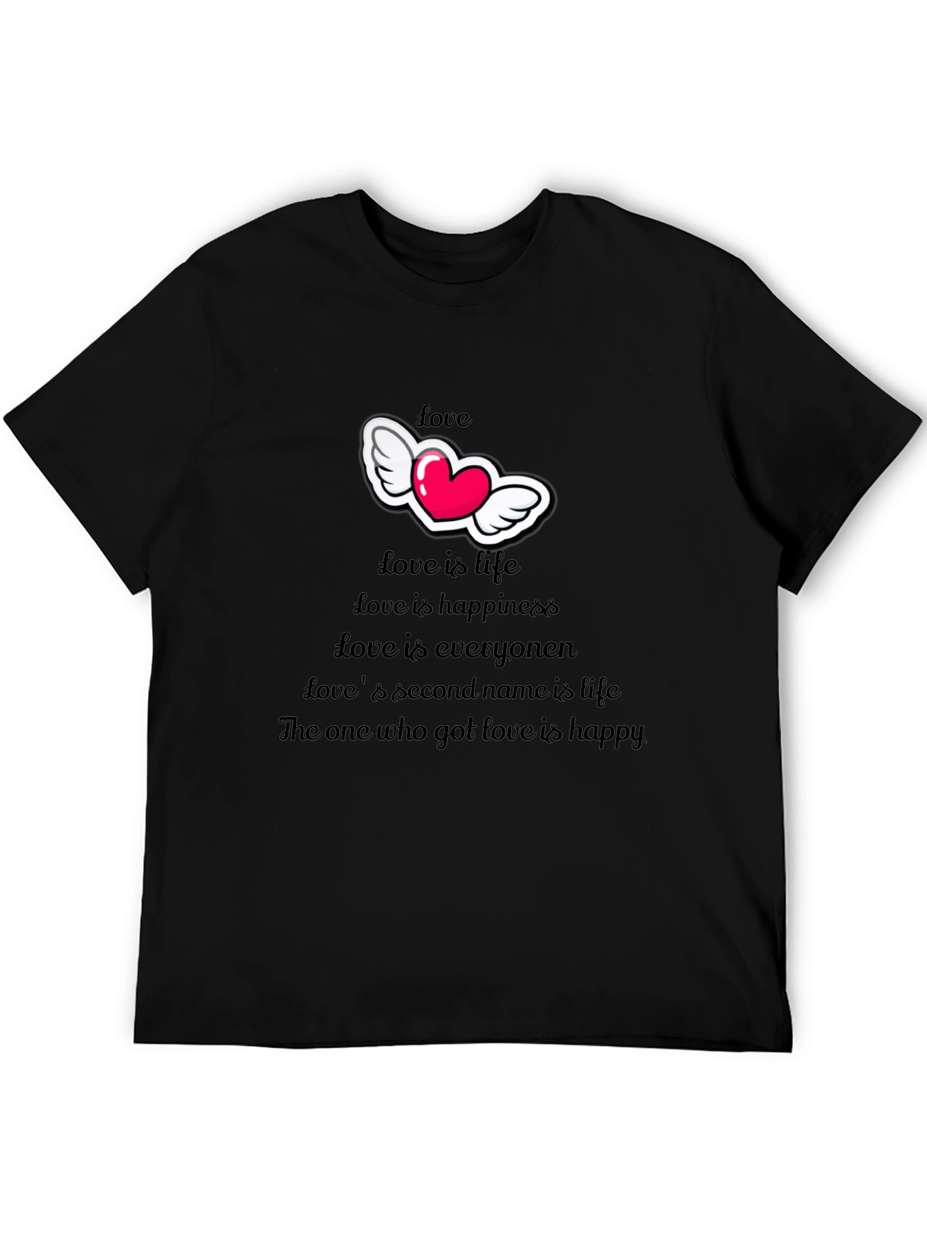 Camiseta Negra con Diseño de Amor