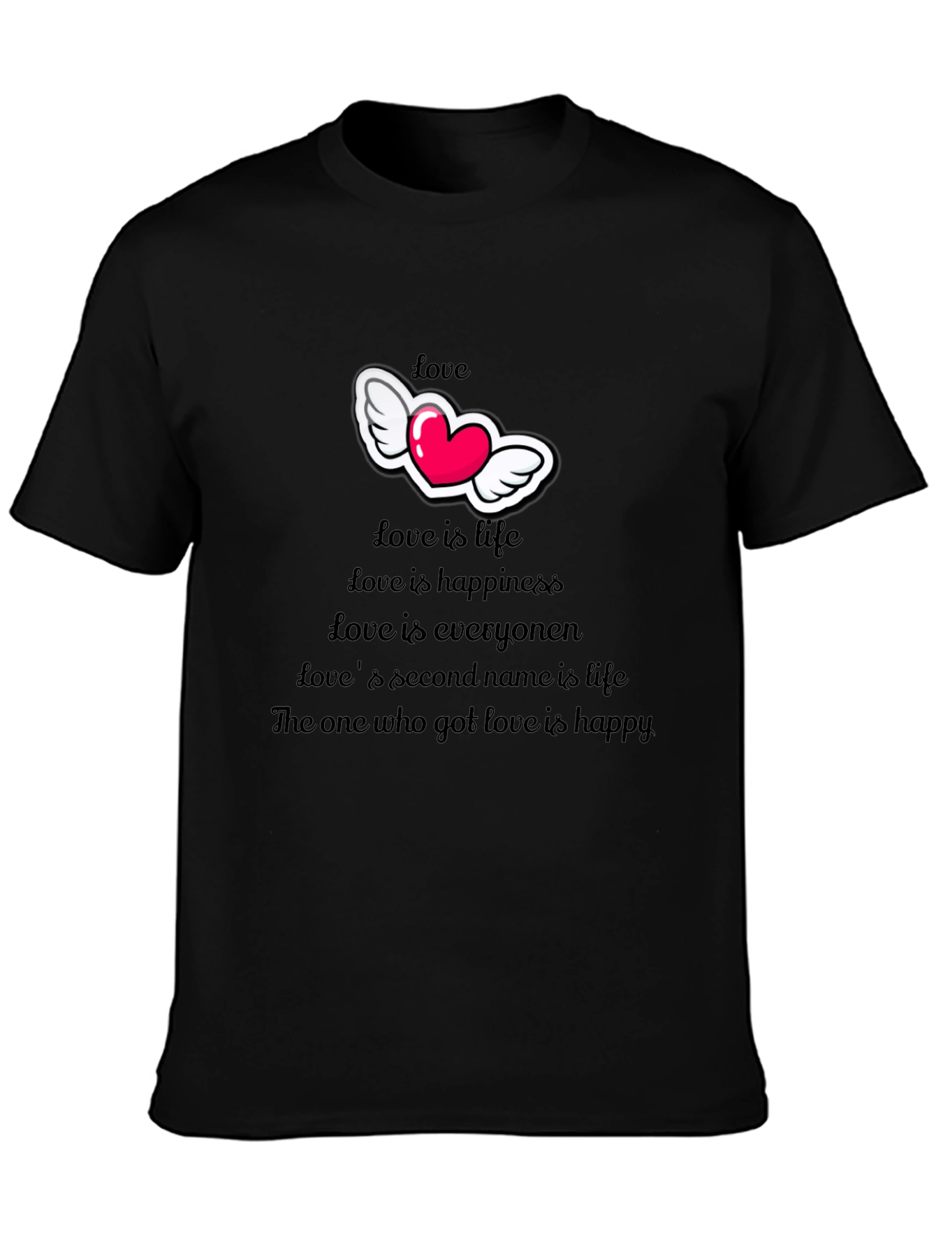 Camiseta Negra con Diseño de Amor