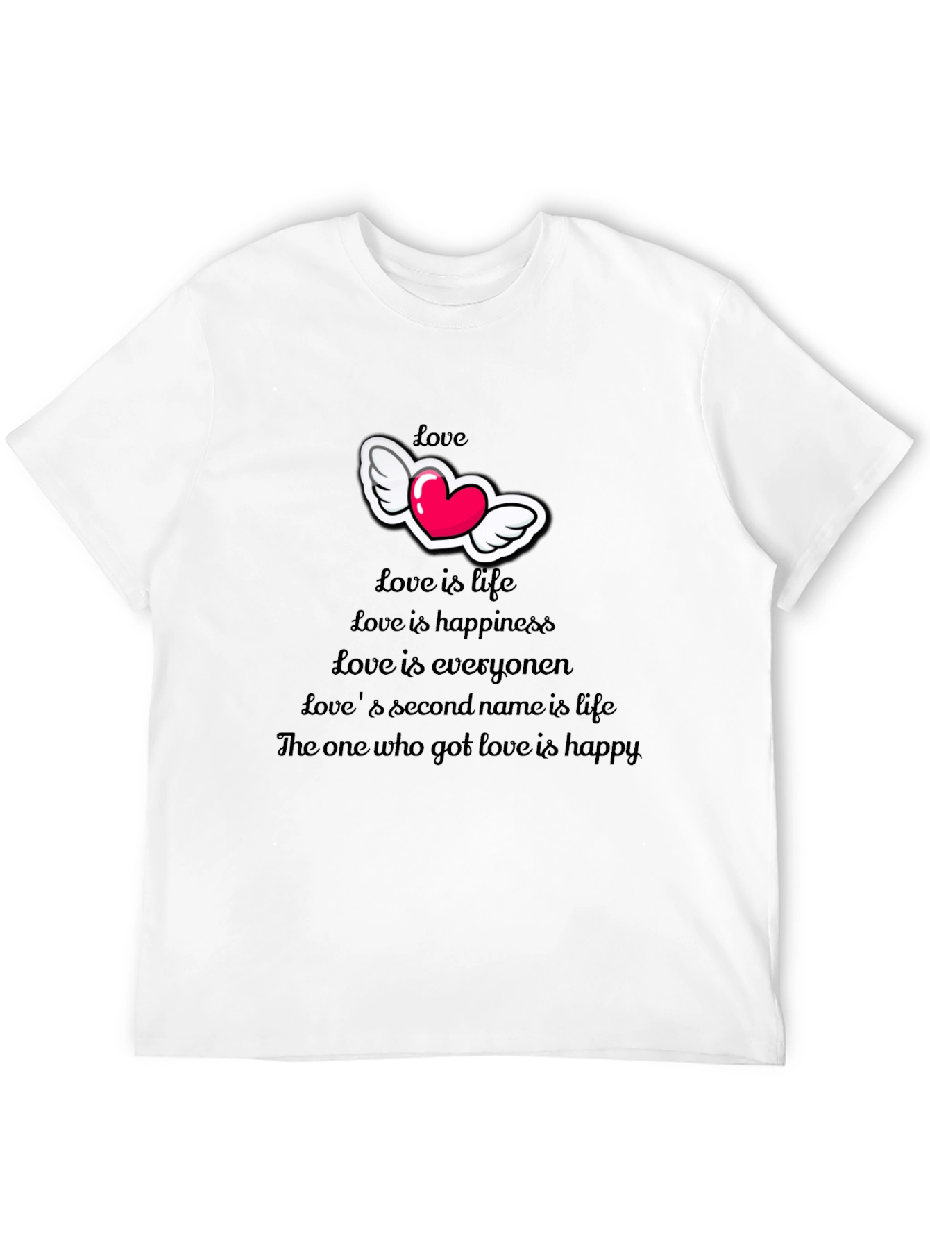 Camiseta Negra con Diseño de Amor