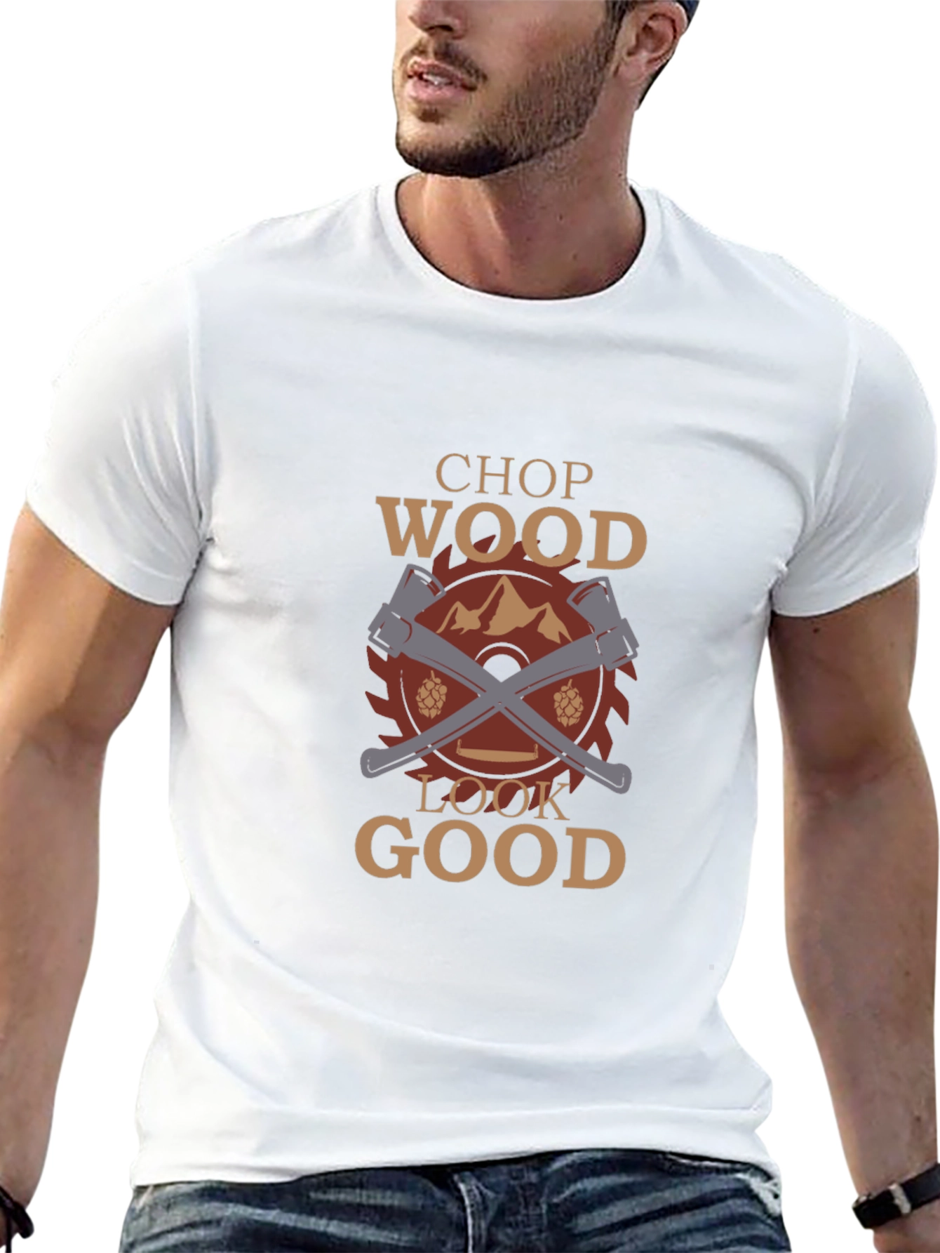 Camiseta Negra Chop Wood Look Good para Leñadores