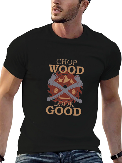 Camiseta Negra Chop Wood Look Good para Leñadores