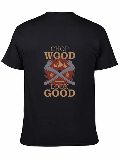 Camiseta Negra Chop Wood Look Good para Leñadores
