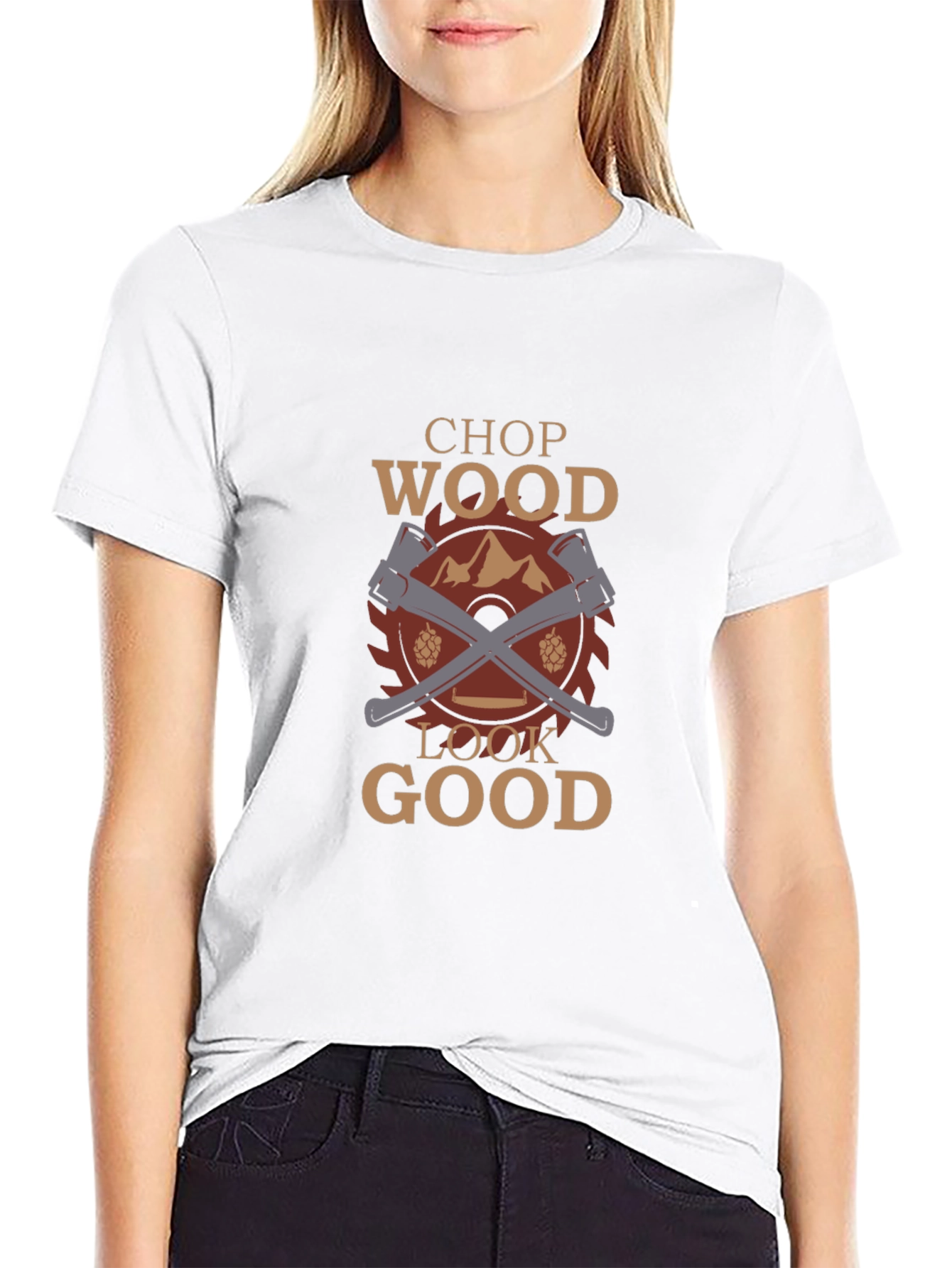 Camiseta Negra Chop Wood Look Good para Leñadores