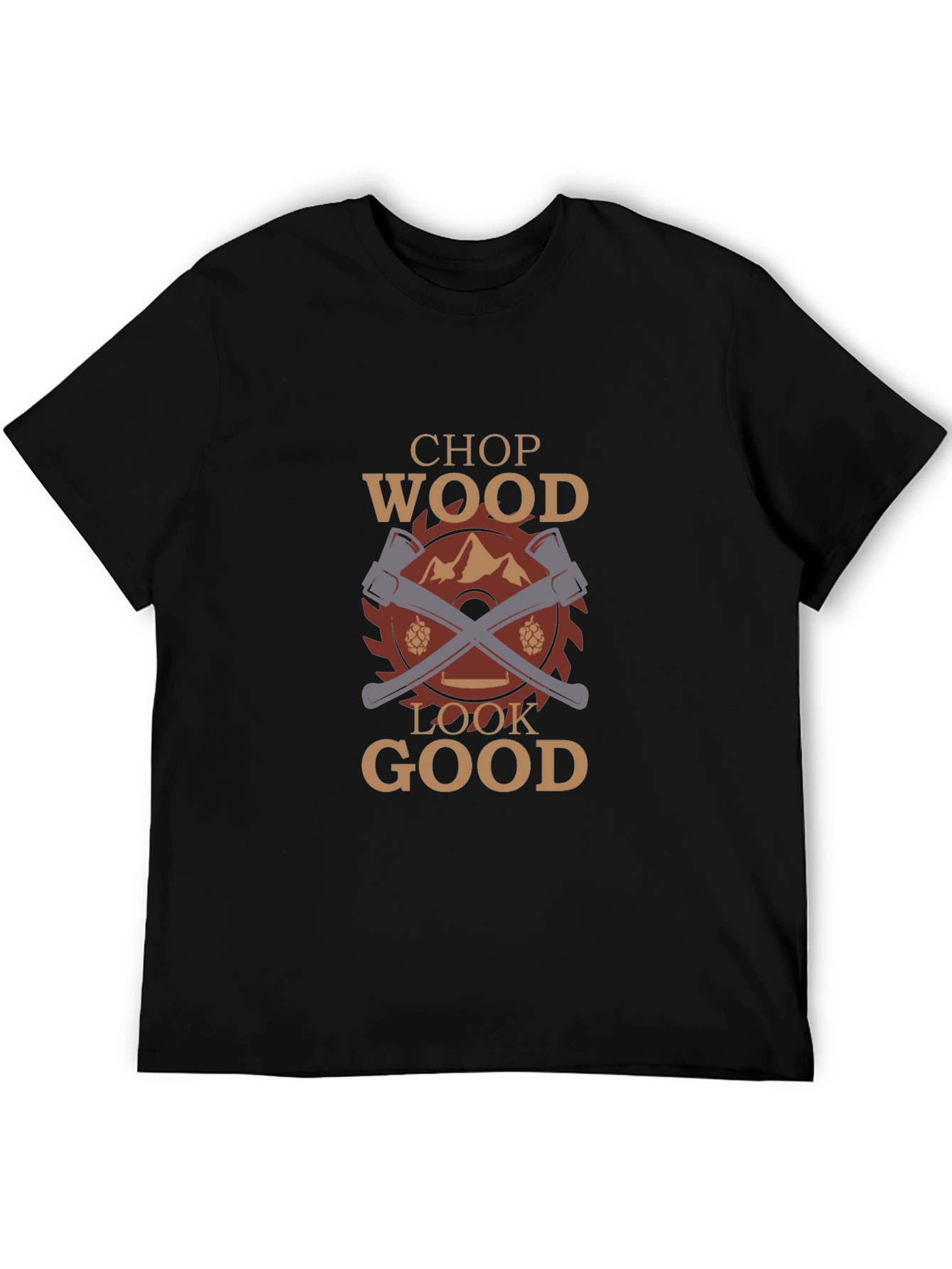 Camiseta Negra Chop Wood Look Good para Leñadores