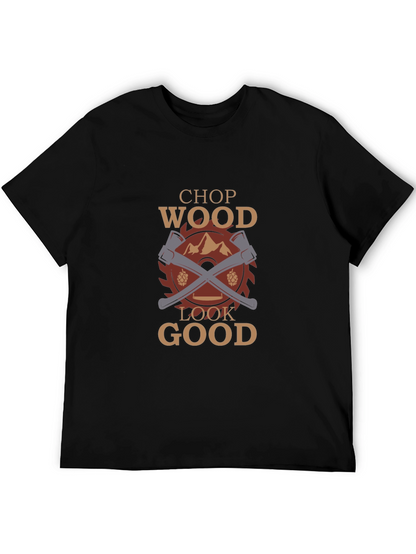 Camiseta Negra Chop Wood Look Good para Leñadores