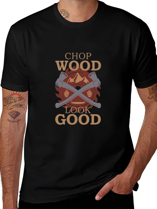 Camiseta Negra Chop Wood Look Good para Leñadores