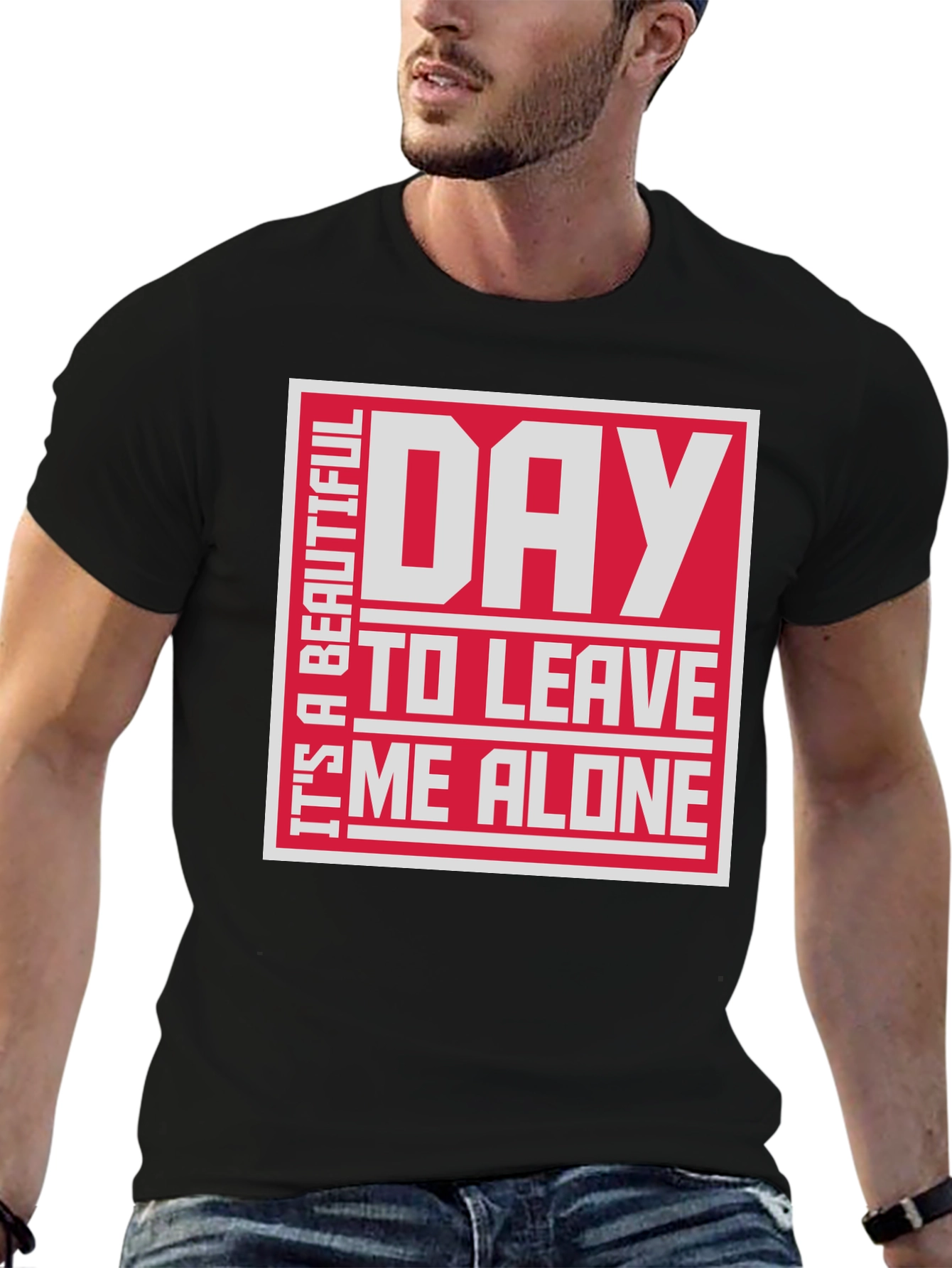 Camiseta Negra con Diseño Divertido: Déjame en Paz