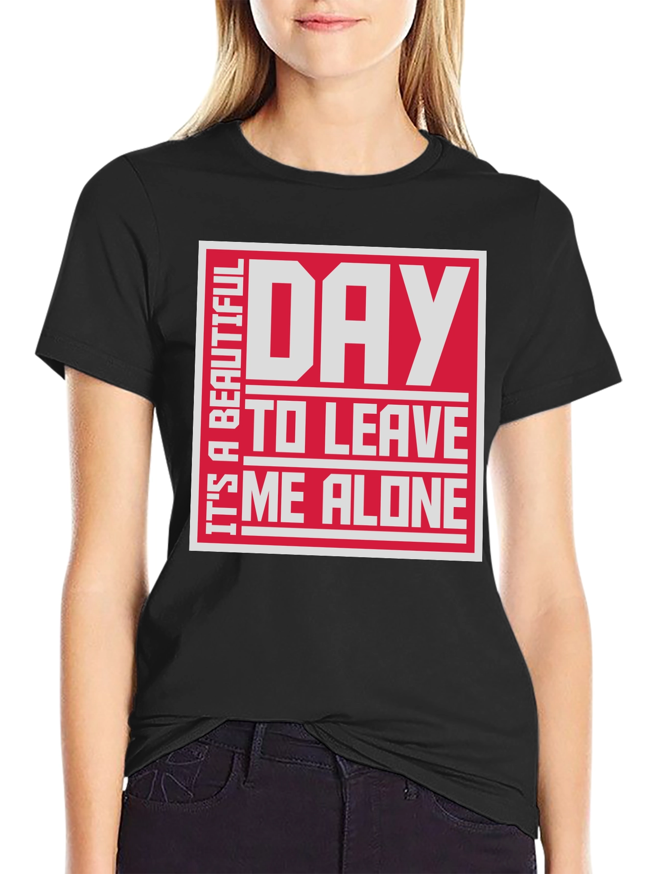 Camiseta Negra con Diseño Divertido: Déjame en Paz