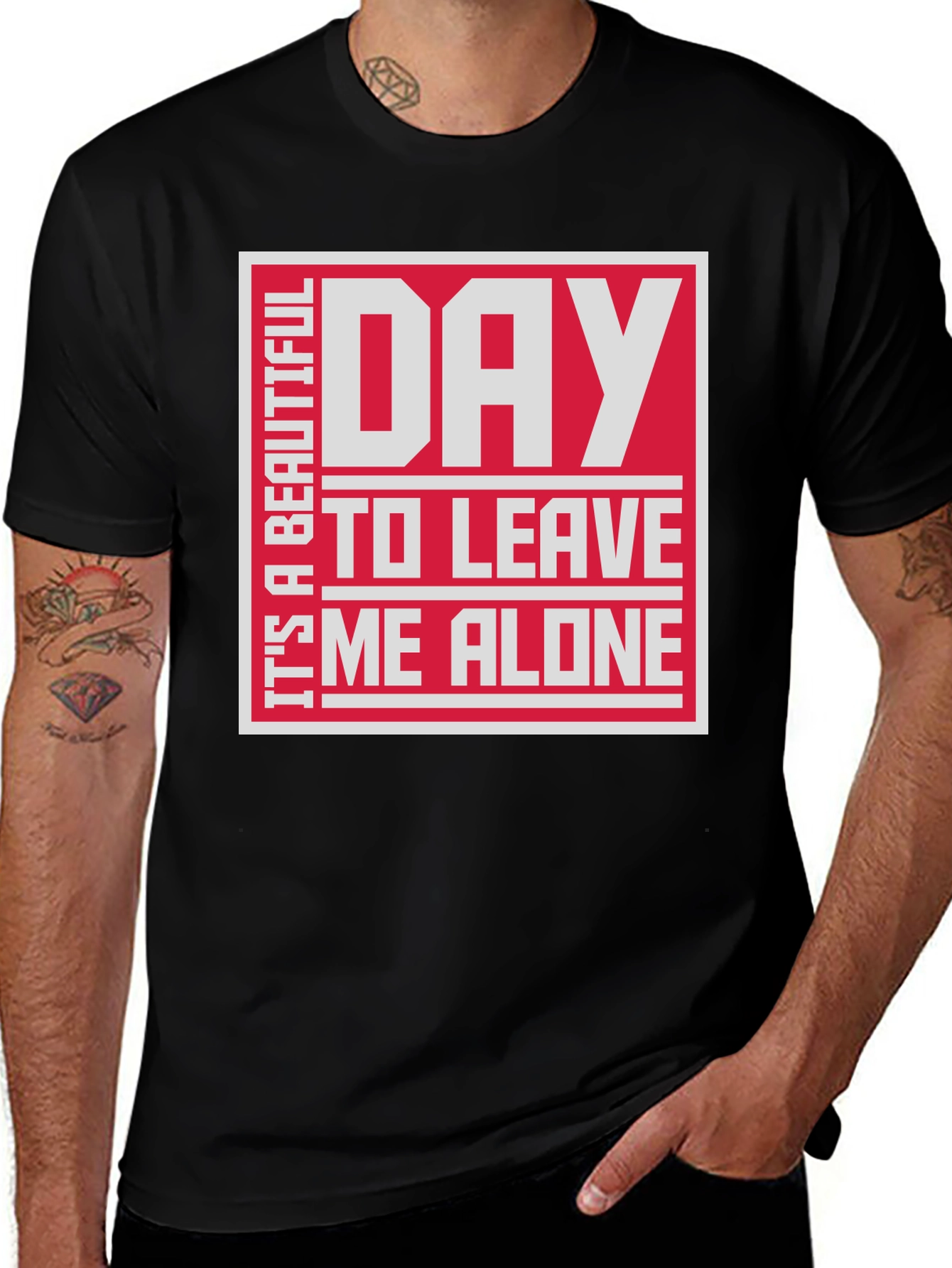 Camiseta Negra con Diseño Divertido: Déjame en Paz