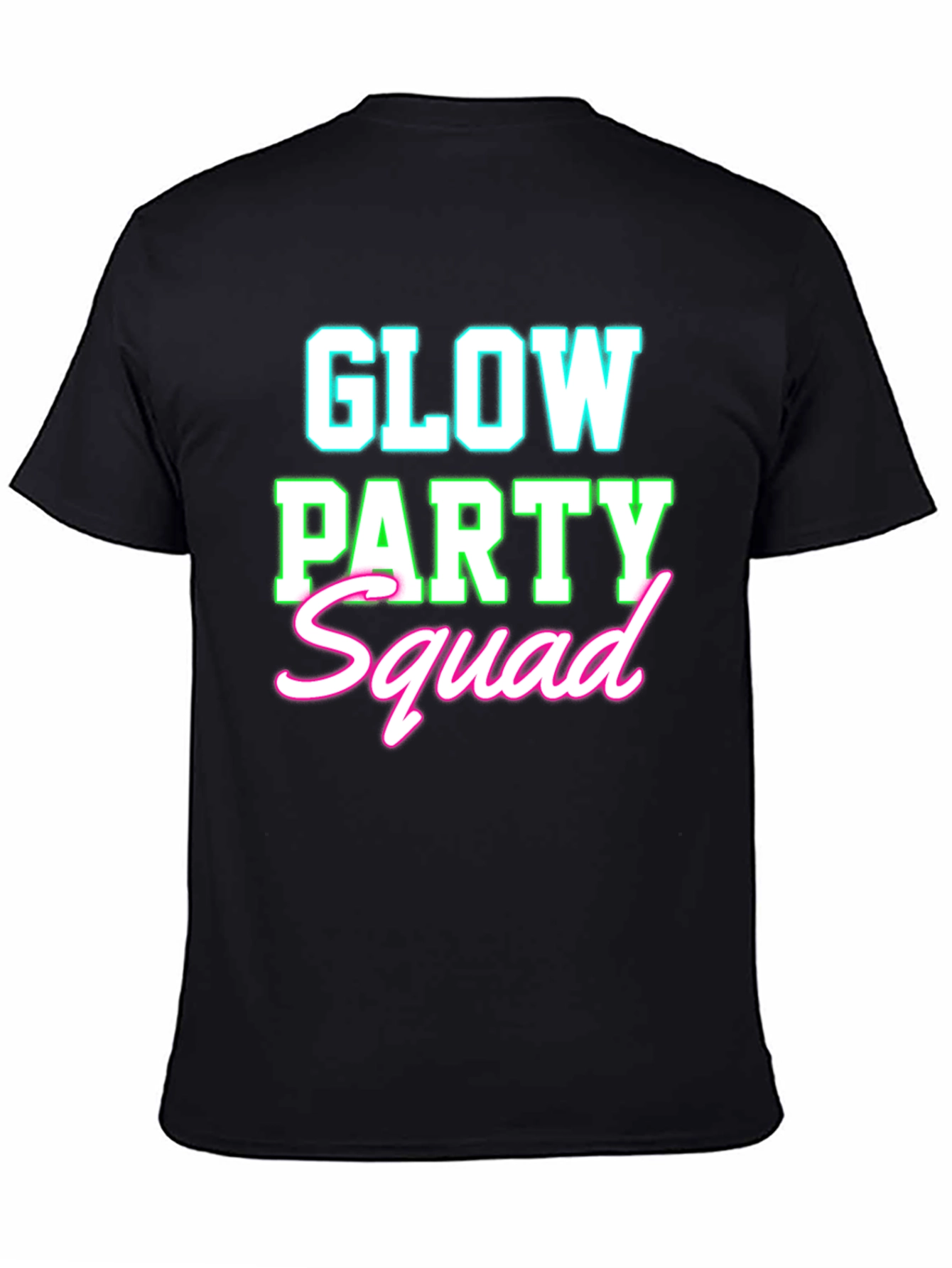 Camiseta Negra Glow Party Squad Divertida