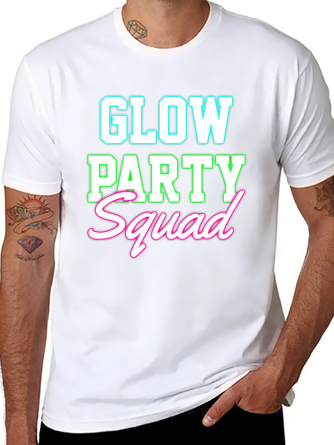 Camiseta Negra Glow Party Squad Divertida