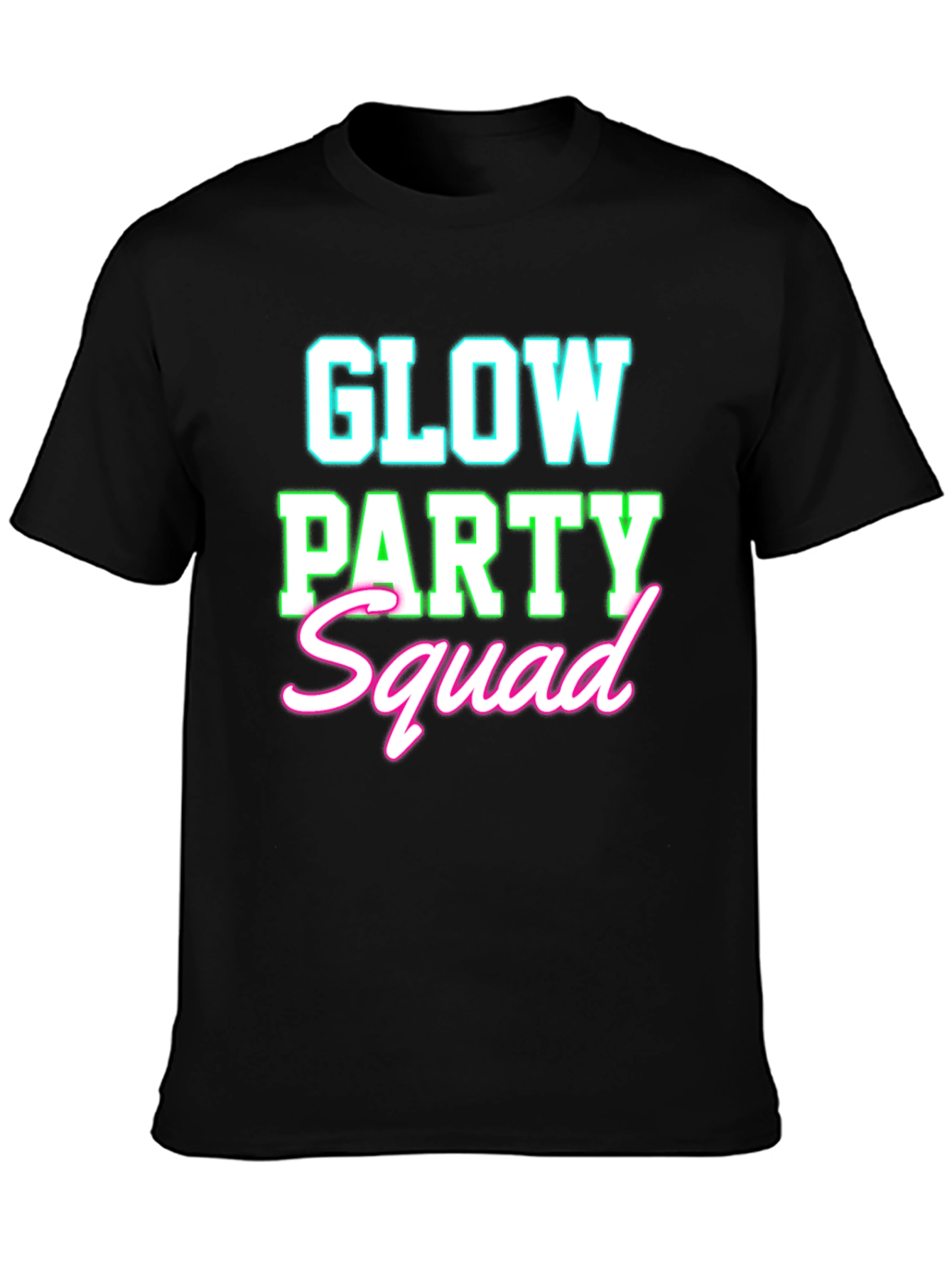 Camiseta Negra Glow Party Squad Divertida