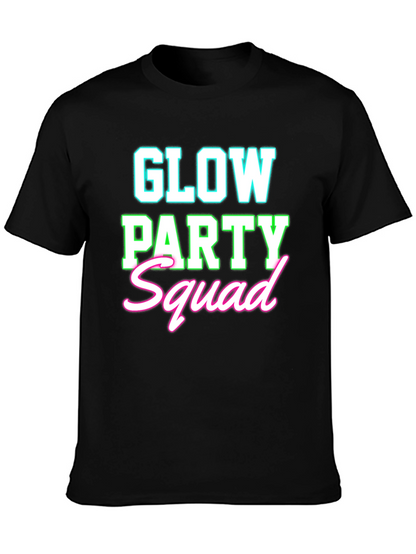 Camiseta Negra Glow Party Squad Divertida
