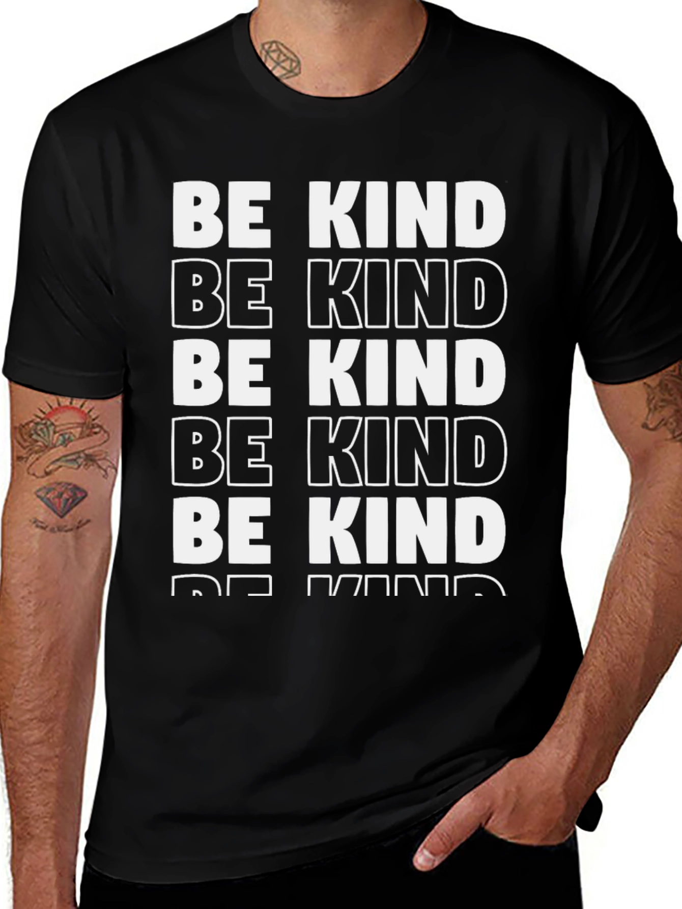 Camiseta Negra Be Kind - Mensaje Positivo